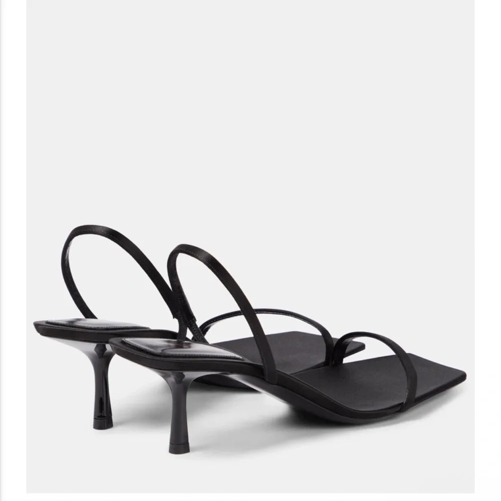 Saint Laurent NWT- Jaspe 55 Black Silk Slingback Kitten Heel Sandals 40 - Picture 4 of 7